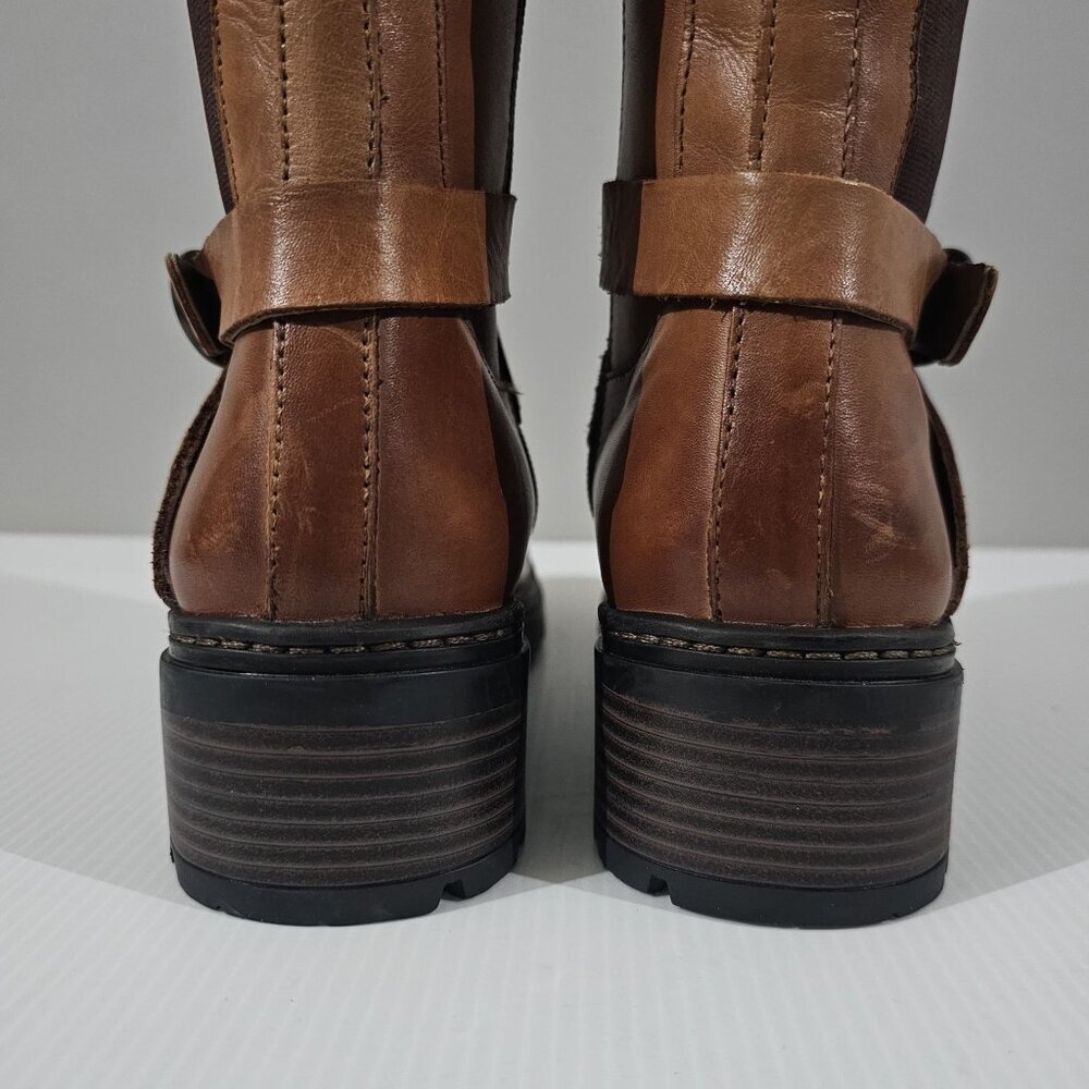Softwalk Neenah Mid Calf Riding Boot Women 8 NARROW Brown Leather Equestrian - Picture 9 of 15